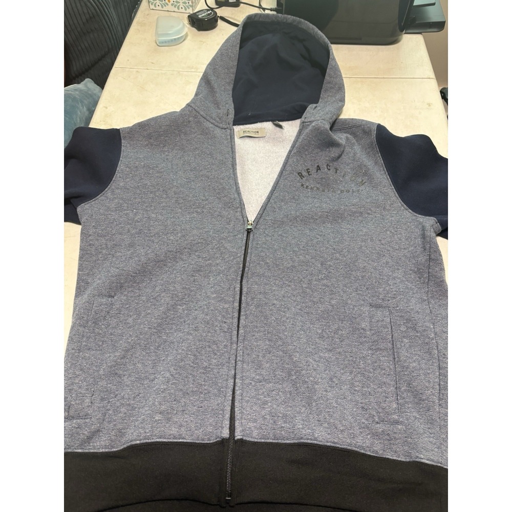 Kenneth Cole Reaction Grey/Black Full Zip Hoodie 2 out 2 in Pockets Mens Size‎ L